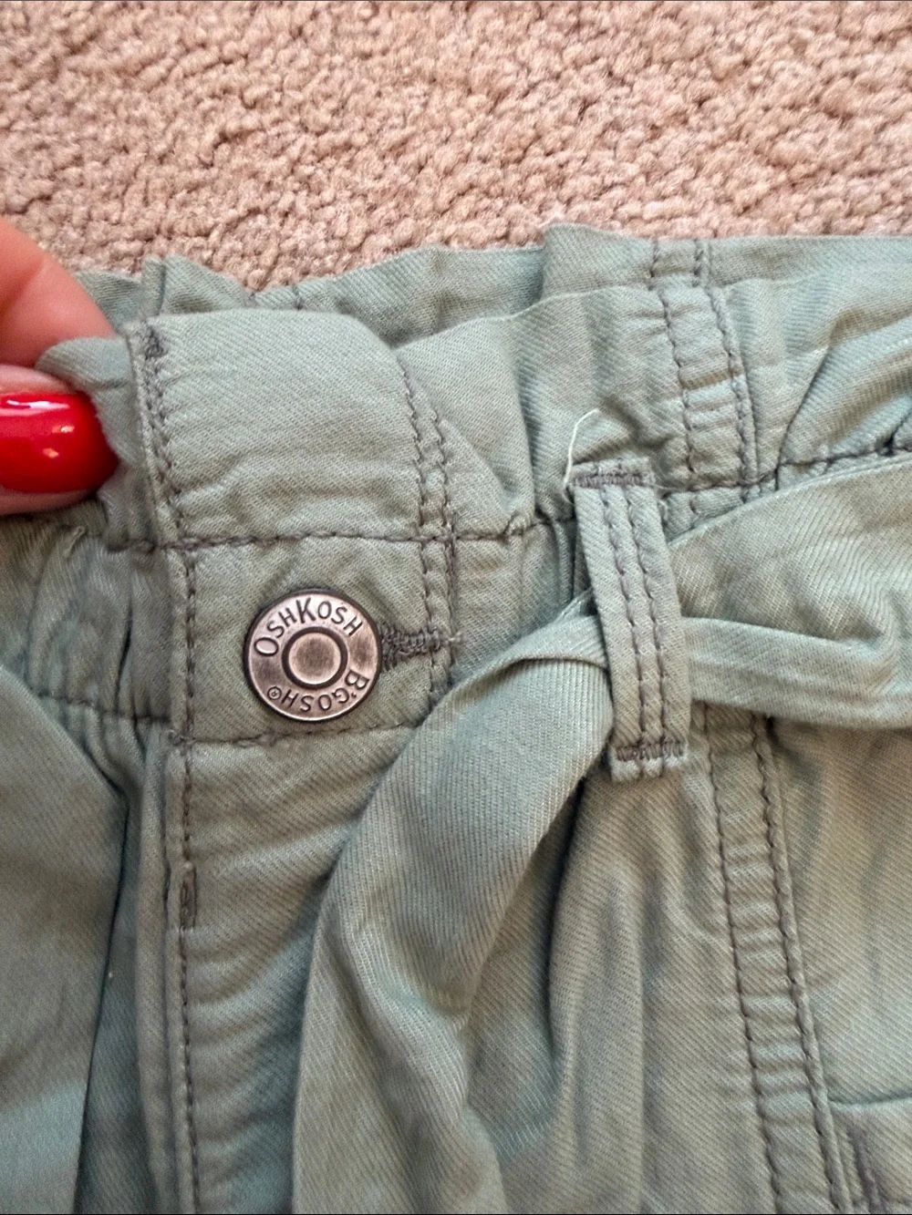 OshKosh B'gosh Olive Tie-Waist Cargo Pants for Kids
